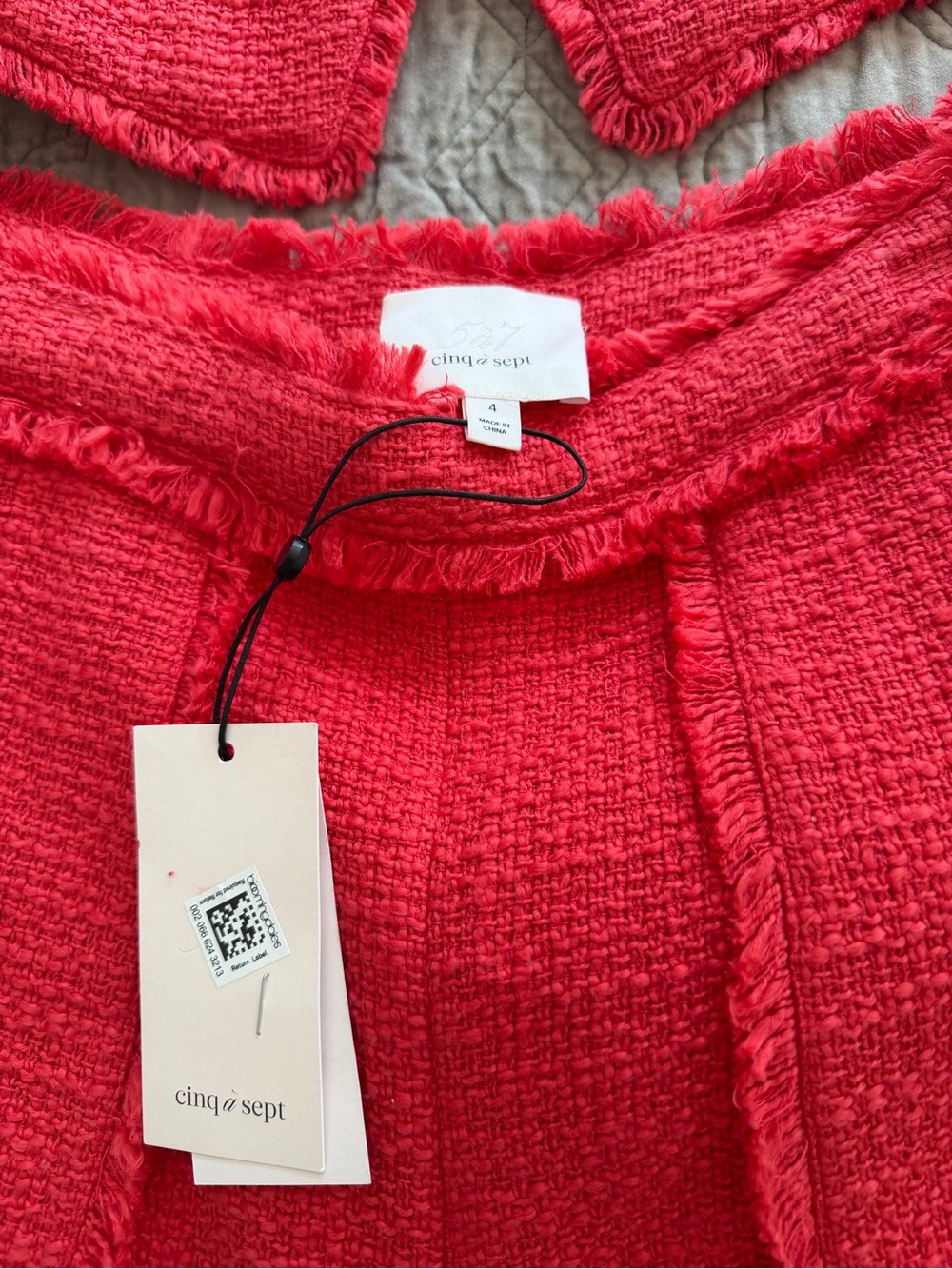 cinq a sept Red Tweed High-Waist Shorts - Picture 2 of 3